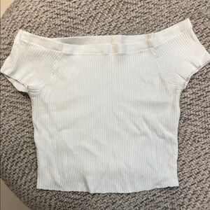 Full Tilt White Ribbed Cap Sleeve Crop Top